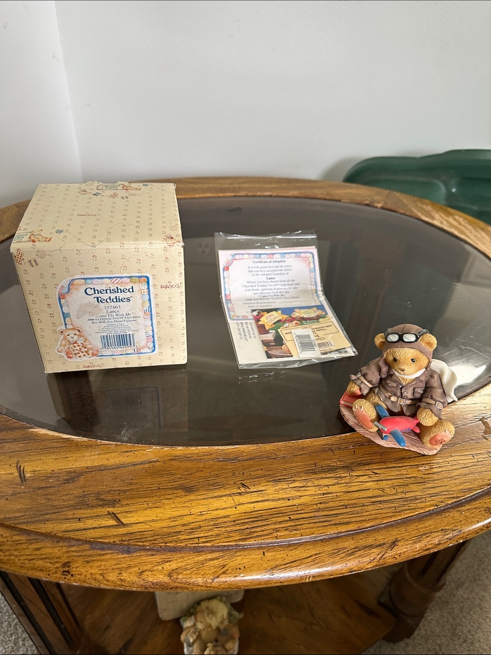 Lance Cherished Teddies Brown Pilot Bear with Red Airplane Come Fly with me